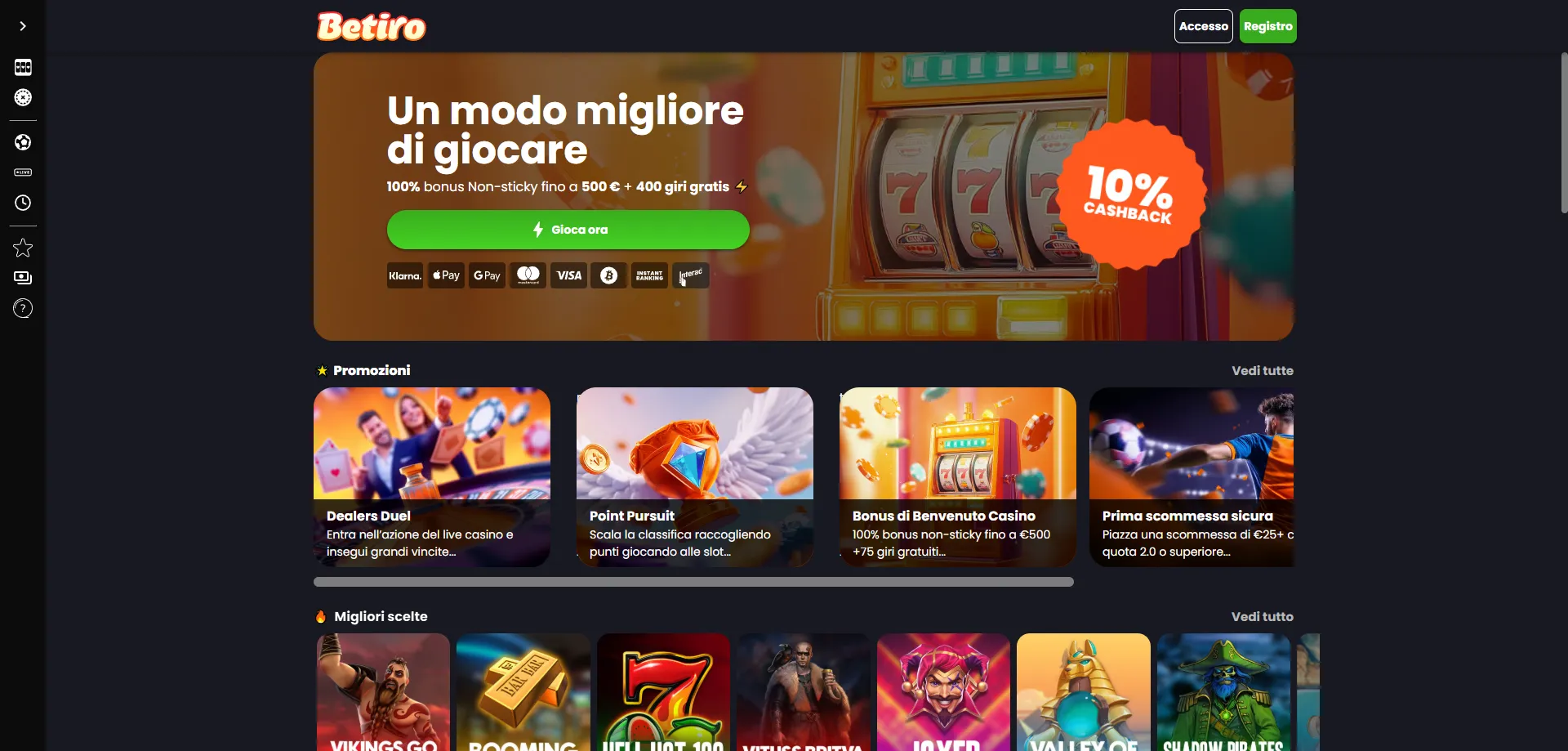 Betiro Casino live casino con dealer reali Evolution Gaming