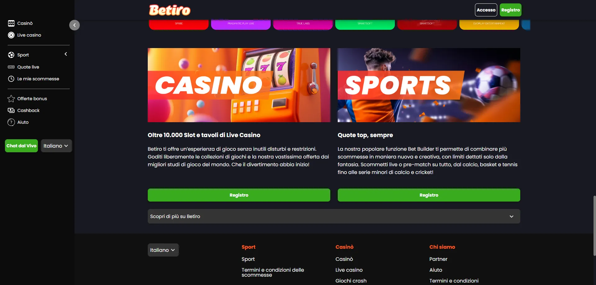 Betiro Casino Italia – panoramica del casinò online con licenza ADM