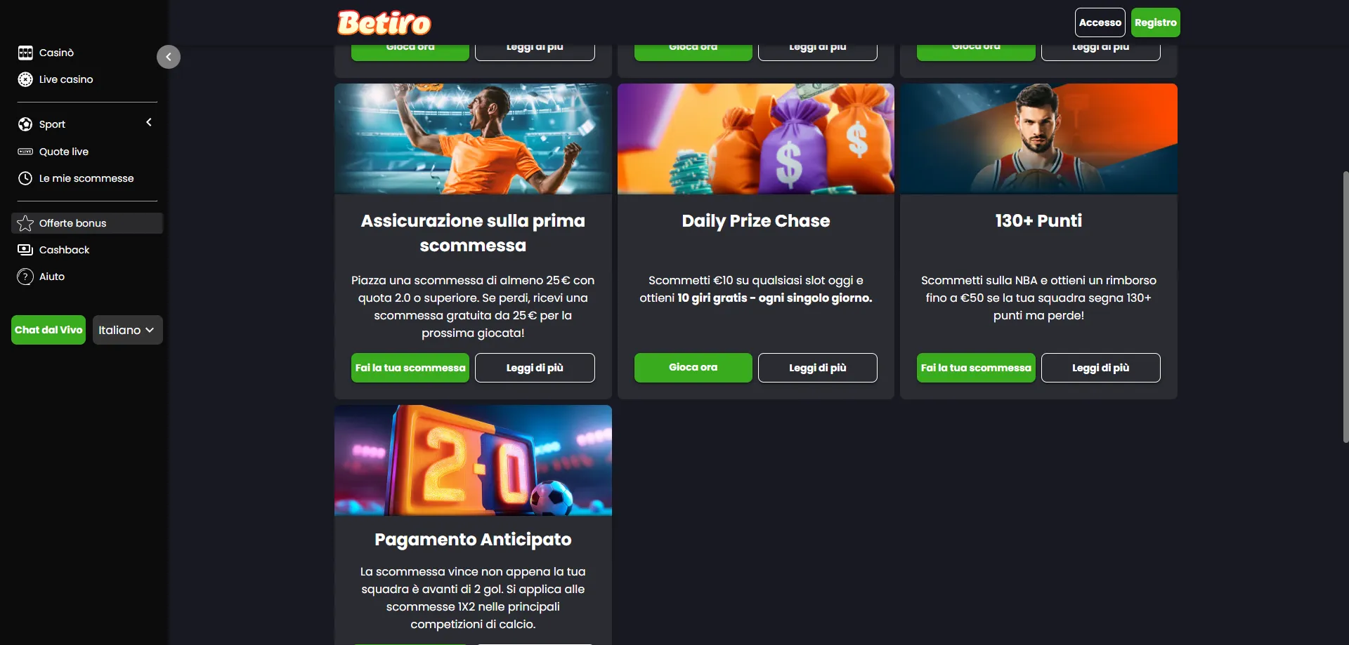 Betiro Casino bonus attivi — come verificare le offerte disponibili